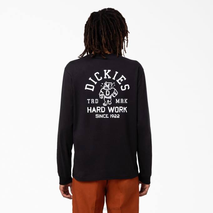 Dickies رجال كليفلاند تي شيرت بأكمام طويلة أسود (كيلوبايت) ثياب 8444945