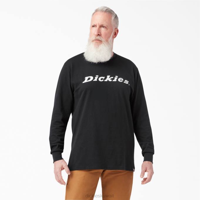 Dickies رجال تي شيرت مخطط بأكمام طويلة أسود (أبك) ثياب 8444947