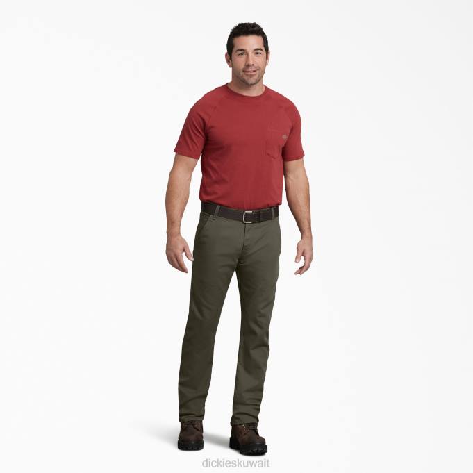 Dickies رجال سروال نجار بطة عادي طحلب أخضر مغسول بالحجارة (الرسائل القصيرة) ثياب 844496