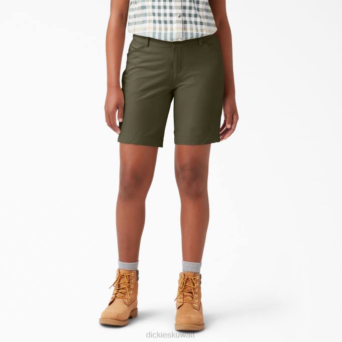 Dickies نحيف شورتات تبريد 9 " أخضر عسكري (مل) ملابس العمل 84441601