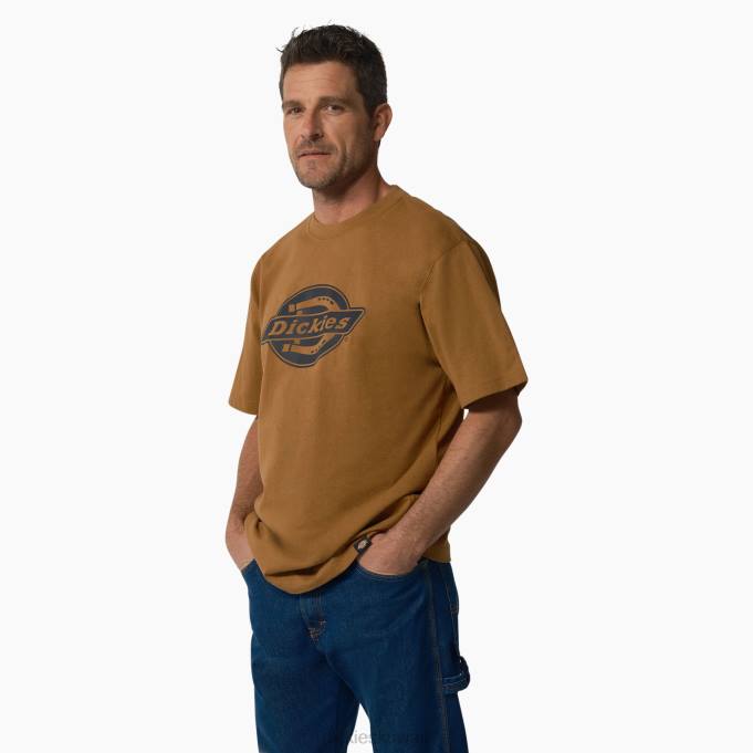 Dickies رجال تيشيرت بأكمام قصيرة وشعار ثقيل الوزن بطة بنية (BD) ثياب 8444736