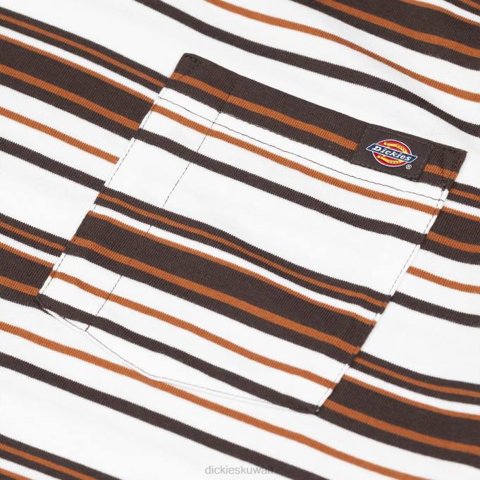 Dickies رجال تي شيرت بجيب مخطط بقصة مريحة شريط بني شوكولاتة (CSR) ثياب 8444744