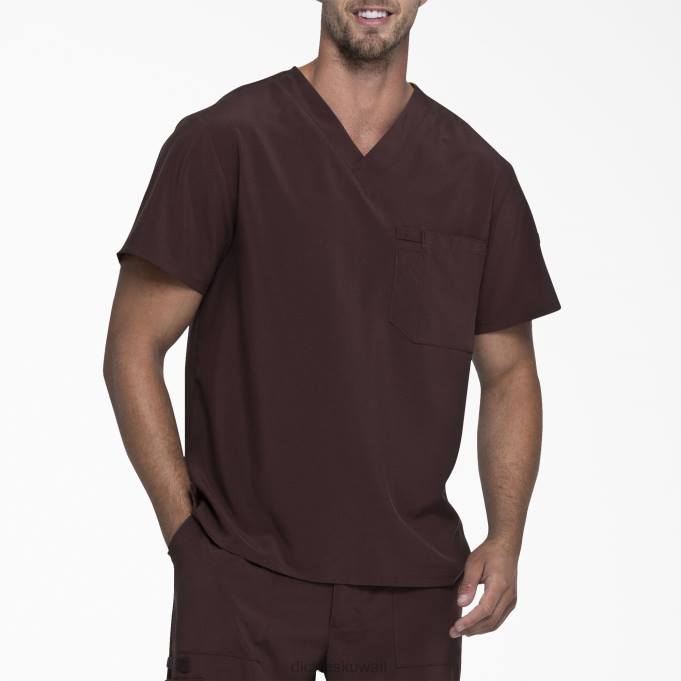 Dickies رجال EDS Essentials V-neck Scrub Top اسبريسو ثياب 84441327