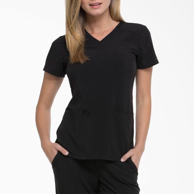 Dickies نحيف EDS Essentials V-neck Scrub Top أسود (بلك) ثياب 84442444