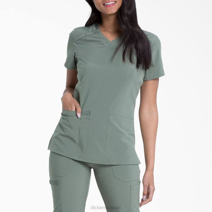 Dickies نحيف EDS Essentials V-neck Scrub Top زيتون أخضر (أولي) ثياب 84442455