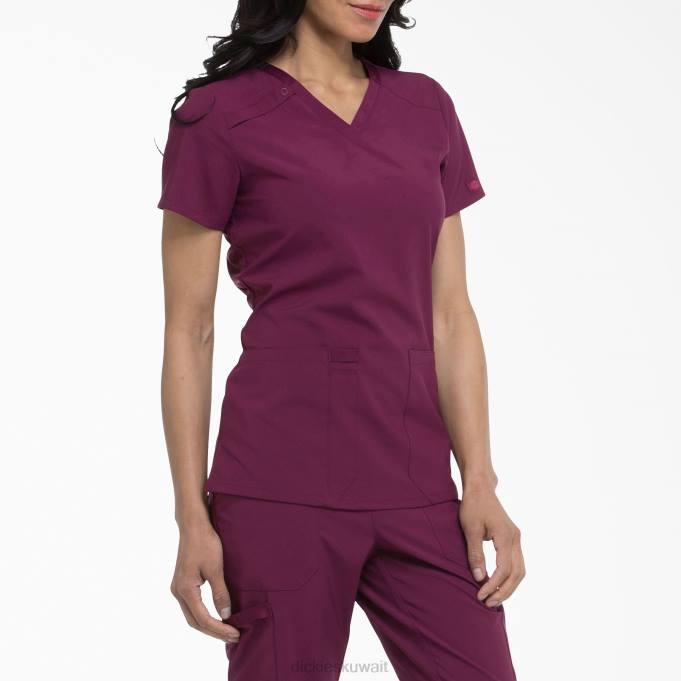Dickies نحيف EDS Essentials V-neck Scrub Top نبيذ (فوز) ثياب 84442460