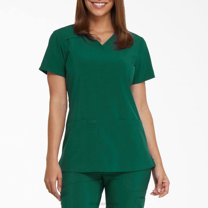 Dickies نحيف EDS Essentials V-neck Scrub Top هنتر جرين (HTR) ثياب 84442453