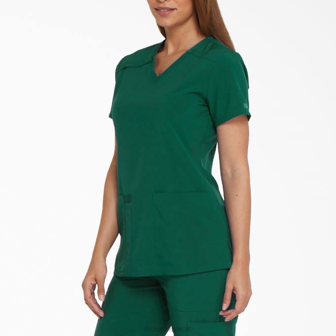 Dickies نحيف EDS Essentials V-neck Scrub Top هنتر جرين (HTR) ثياب 84442453