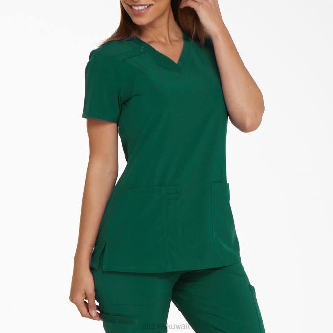 Dickies نحيف EDS Essentials V-neck Scrub Top هنتر جرين (HTR) ثياب 84442453