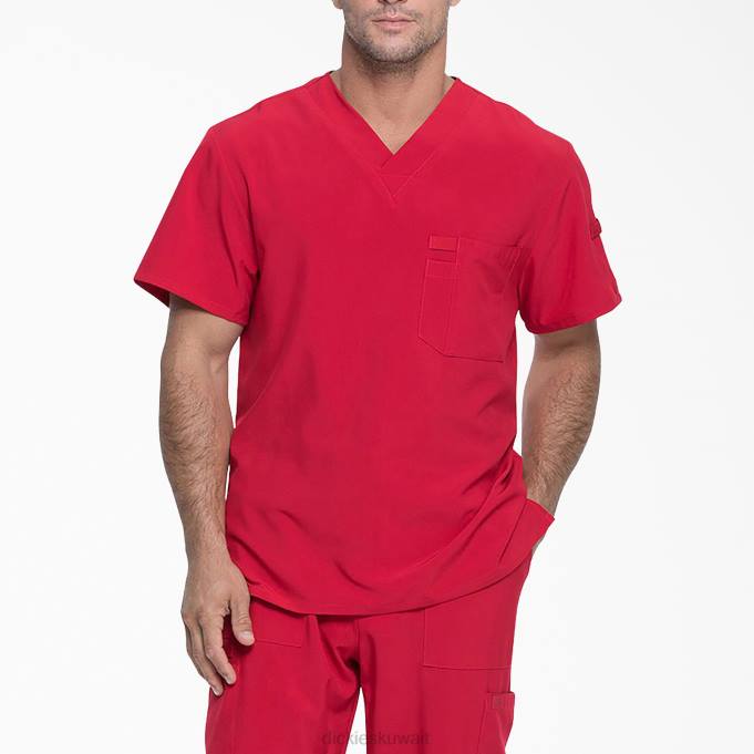 Dickies رجال EDS Essentials V-neck Scrub Top أحمر (rd) ثياب 84441334