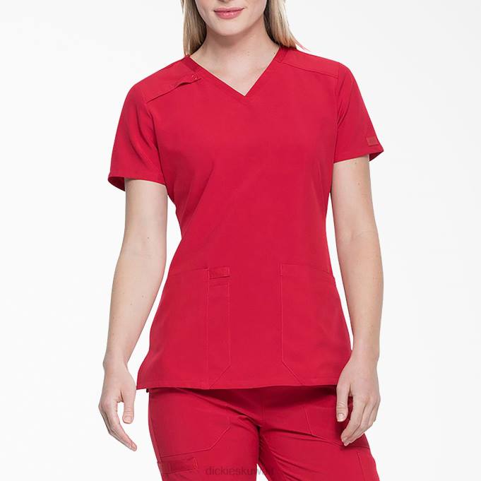 Dickies نحيف EDS Essentials V-neck Scrub Top أحمر (rd) ثياب 84442458