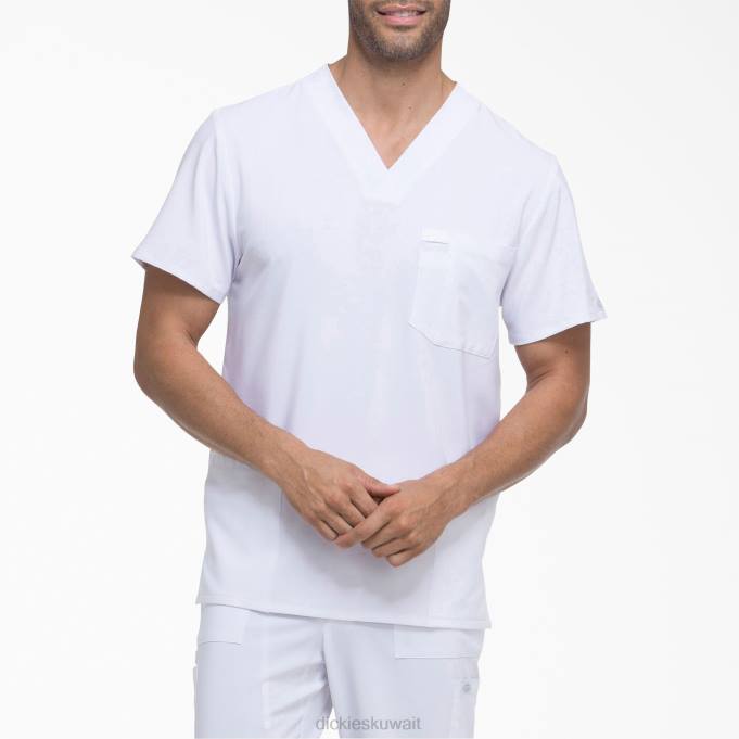 Dickies رجال بلوزة من Eds Essentials برقبة على شكل V مع جيوب رقعة أبيض (dwh) ثياب 84441431