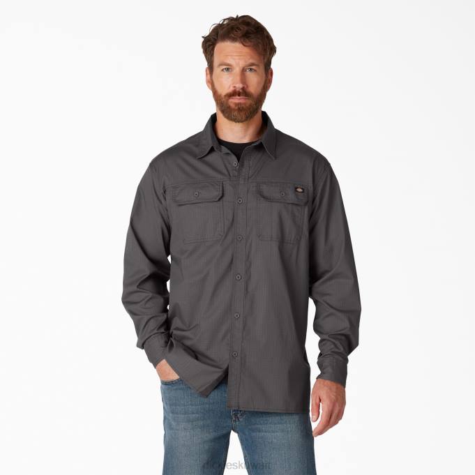 Dickies رجال قميص بأكمام طويلة من Flex ripstop لائحة مغسولة (rsl) ملابس العمل 8444685