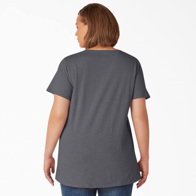 Dickies نحيف بالإضافة إلى تي شيرت قصير الأكمام الجرافيت الرمادي (GA) ثياب 84442038