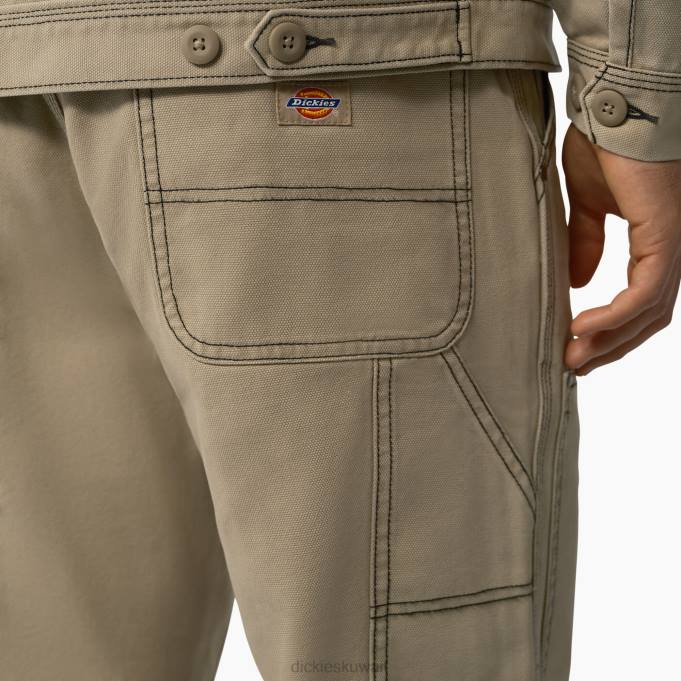 Dickies رجال بنطال مزدوج من الأمام بغرز متباينة البط رمال الصحراء المغسولة بالحجارة / أسود (SSW) ثياب 8444248