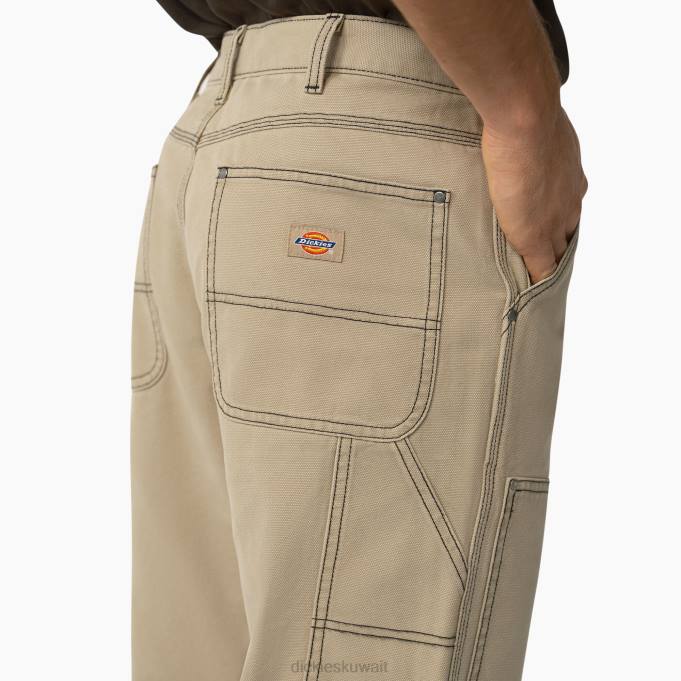 Dickies رجال بنطال مزدوج من الأمام بغرز متباينة البط رمال الصحراء المغسولة بالحجارة / أسود (SSW) ثياب 8444248