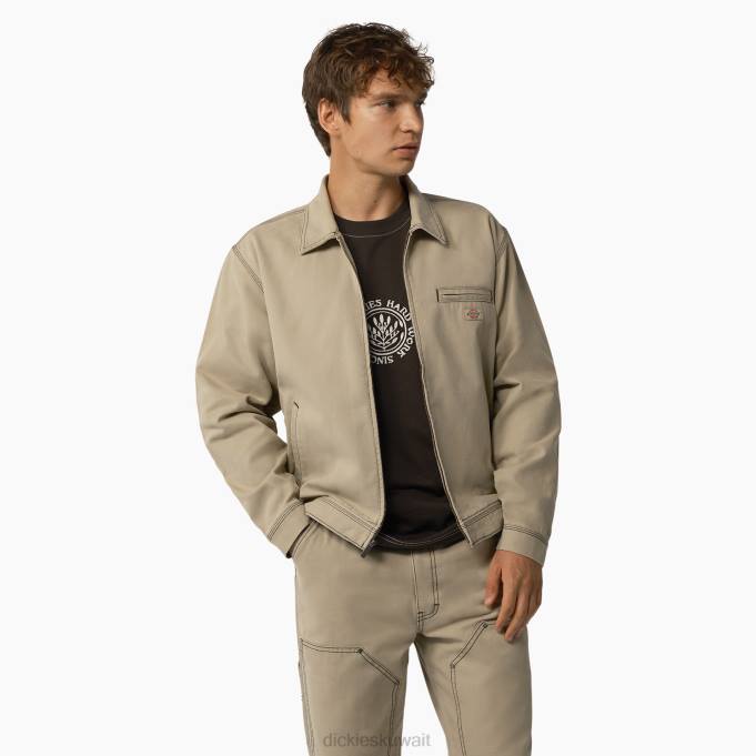 Dickies رجال سترة بطة غرزة متباينة رمال الصحراء المغسولة بالحجارة / أسود (SSW) ثياب 8444987