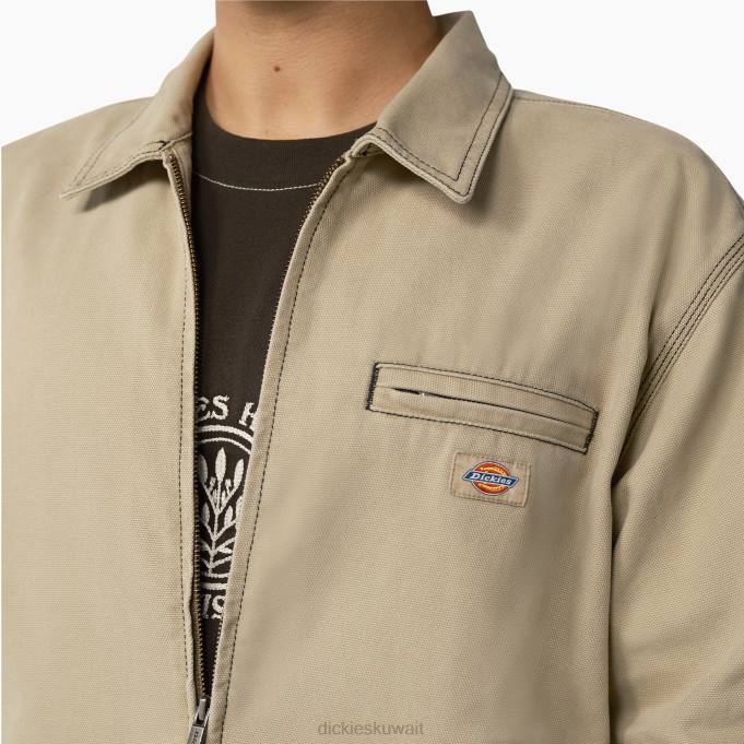 Dickies رجال سترة بطة غرزة متباينة رمال الصحراء المغسولة بالحجارة / أسود (SSW) ثياب 8444987