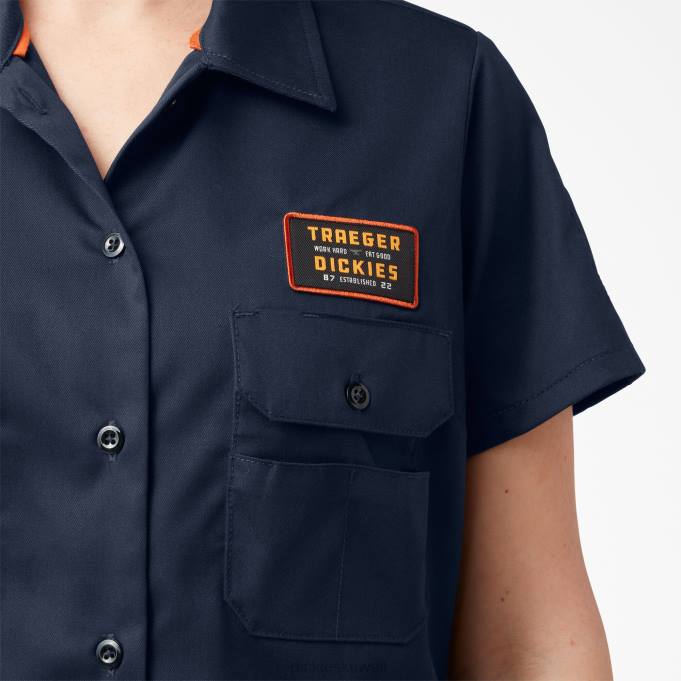 Dickies نحيف قميص Traeger Ultimate Grill البحرية الداكنة (دن) ملابس العمل 84442157