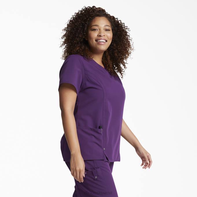 Dickies نحيف بلوزة إكستريم سترتش برقبة على شكل V الباذنجان الأرجواني (البيض) ثياب 84442466