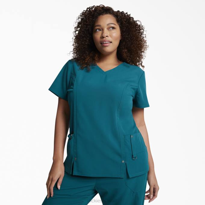 Dickies نحيف بلوزة إكستريم سترتش برقبة على شكل V هنتر جرين (HTR) ثياب 84442468