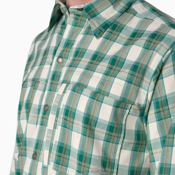 Dickies رجال تبريد قميص العمل بأكمام طويلة بحيرة عميقة / طحلب منقوش (a2g) ملابس العمل 8444676