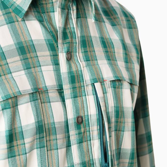 Dickies رجال تبريد قميص العمل بأكمام طويلة بحيرة عميقة / طحلب منقوش (a2g) ملابس العمل 8444676