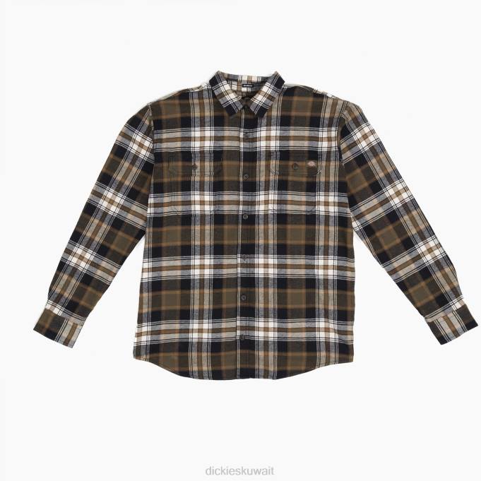 Dickies رجال فليكس قميص طويل الأكمام الفانيلا زيتوني غامق / أسود منقوش (b1k) ملابس العمل 8444722