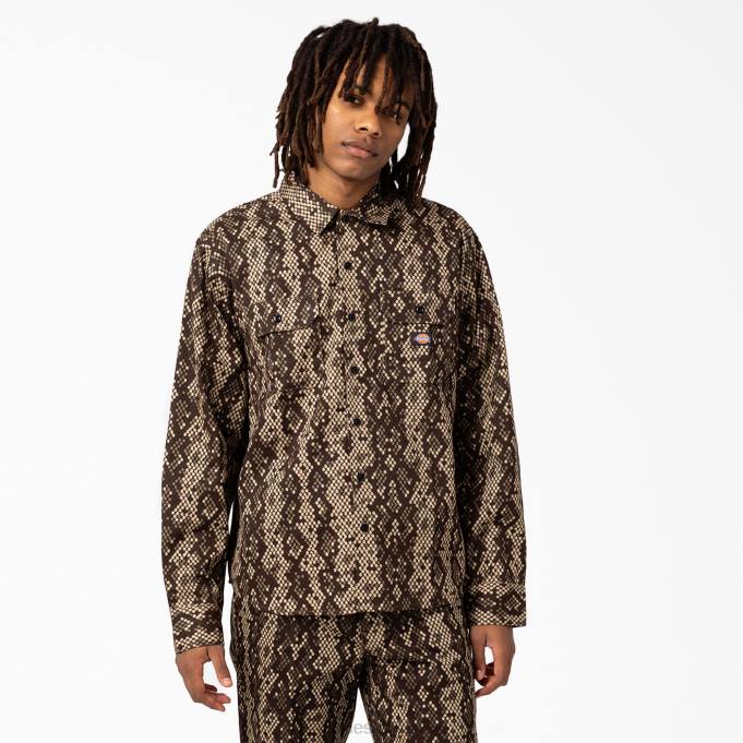 Dickies رجال قميص كامدن كم طويل أسود (bk) ثياب 8444853