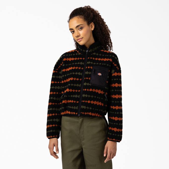 Dickies نحيف سترة فالكفيل الصوف أسود/أخضر عسكري (bmn) ثياب 84442359