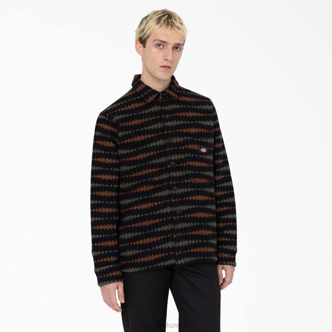 Dickies رجال قميص فالكفيل بأكمام طويلة أسود / أخضر عسكري (bmn) ثياب 8444939