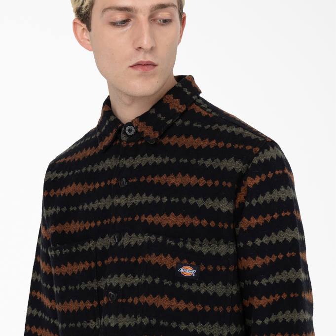 Dickies رجال قميص فالكفيل بأكمام طويلة أسود / أخضر عسكري (bmn) ثياب 8444939