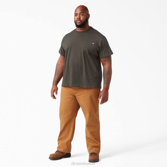 Dickies رجال تيشيرت قصير الأكمام ثقيل الوزن زيتون اسود (bv) ثياب 8444508