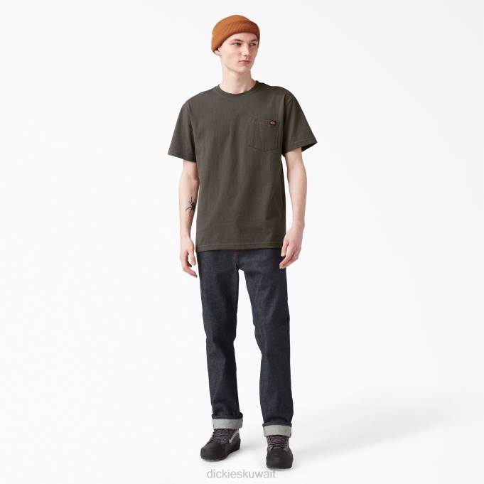 Dickies رجال تيشيرت قصير الأكمام ثقيل الوزن زيتون اسود (bv) ثياب 8444508