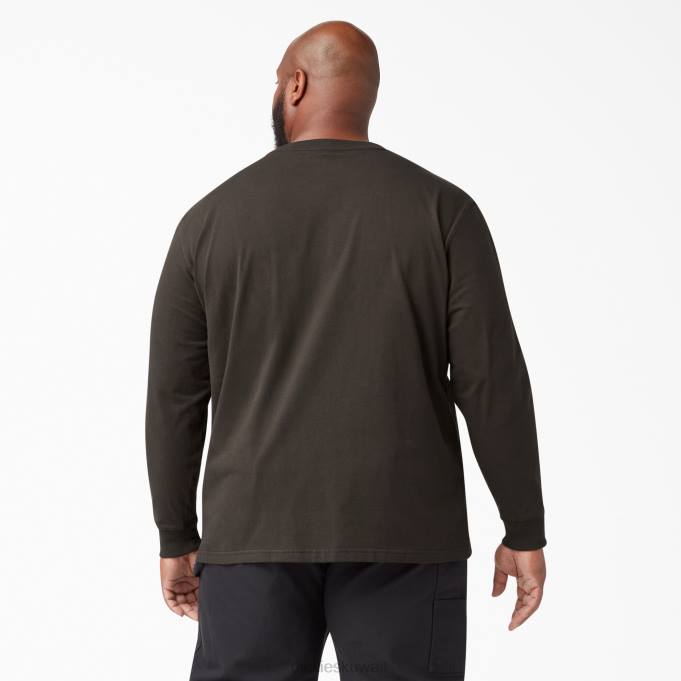 Dickies رجال تيشيرت طويل الأكمام ثقيل الوزن شوكولا براون (cb) ثياب 8444603