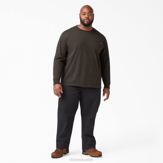 Dickies رجال تيشيرت طويل الأكمام ثقيل الوزن شوكولا براون (cb) ثياب 8444603