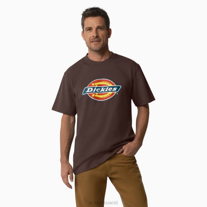 Dickies رجال تي شيرت بأكمام قصيرة وشعار ثلاثي الألوان شوكولا براون (cb) ثياب 8444708