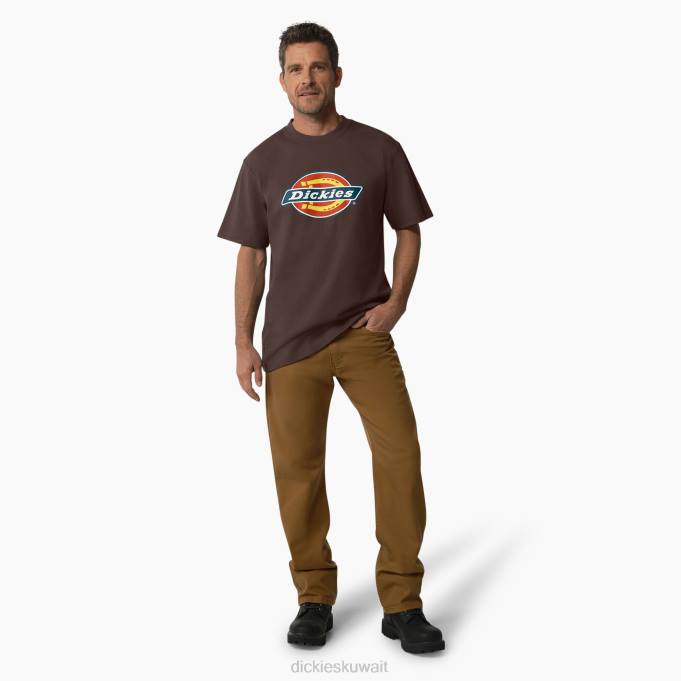 Dickies رجال تي شيرت بأكمام قصيرة وشعار ثلاثي الألوان شوكولا براون (cb) ثياب 8444708
