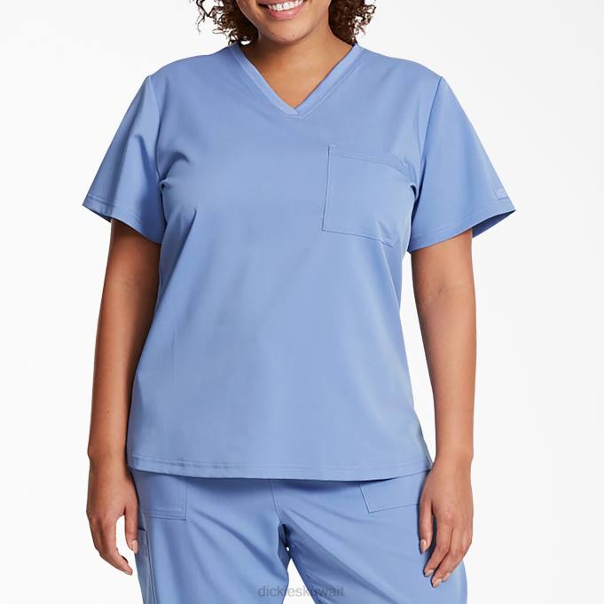 Dickies نحيف أعلى التوازن جيب الصدر الخامس الرقبة فرك سقف أزرق (cbl) ثياب 84442598