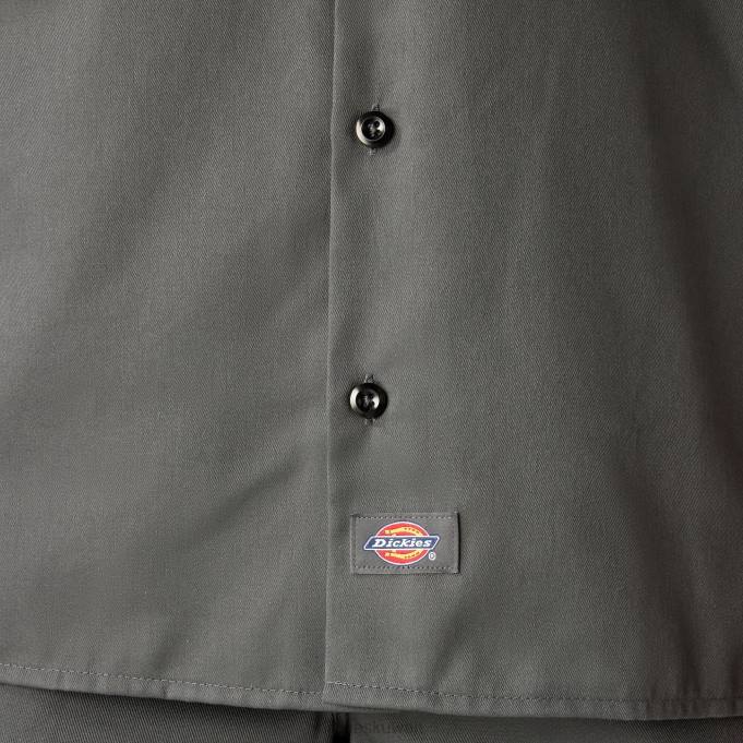Dickies رجال قميص عمل بأكمام قصيرة رمادي فحمي (ch) ملابس العمل 8444487