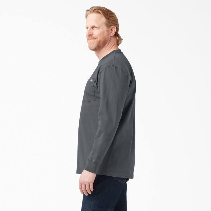 Dickies رجال تيشيرت طويل الأكمام ثقيل الوزن رمادي فحمي (ch) ثياب 8444604