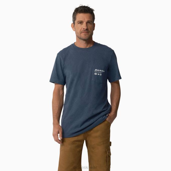 Dickies رجال يوحدها عمل الجرافيك تي شيرت الدنيم الأزرق (d25) ملابس العمل 8444881
