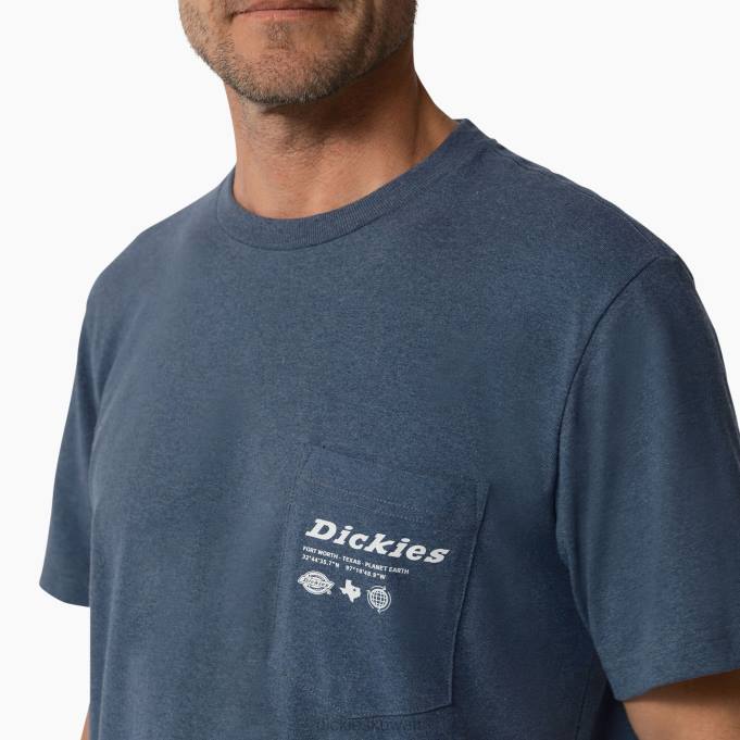 Dickies رجال يوحدها عمل الجرافيك تي شيرت الدنيم الأزرق (d25) ملابس العمل 8444881