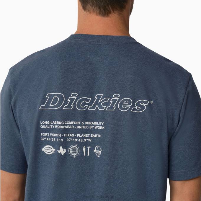 Dickies رجال يوحدها عمل الجرافيك تي شيرت الدنيم الأزرق (d25) ملابس العمل 8444881