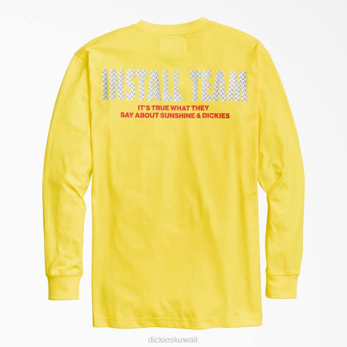 Dickies رجال نيويورك المشرقة إنه صحيح ما يقولون تي شيرت بأكمام طويلة أصفر (dn1) ثياب 8444928