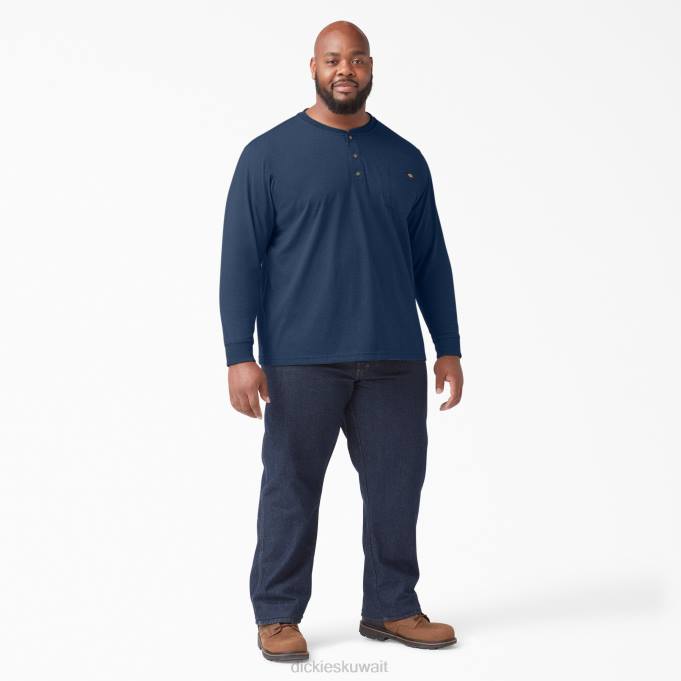 Dickies رجال تي شيرت هينلي بأكمام طويلة هيذر البحرية الداكنة (dnh) ثياب 8444775