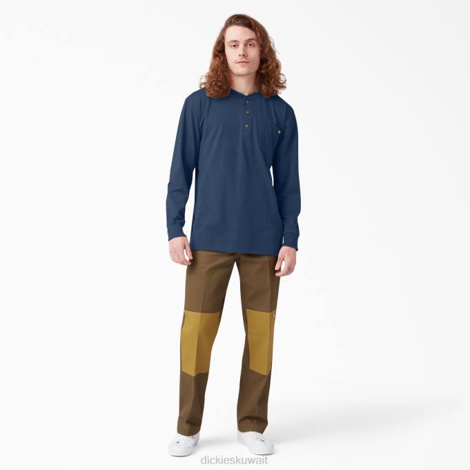 Dickies رجال تي شيرت هينلي بأكمام طويلة هيذر البحرية الداكنة (dnh) ثياب 8444775