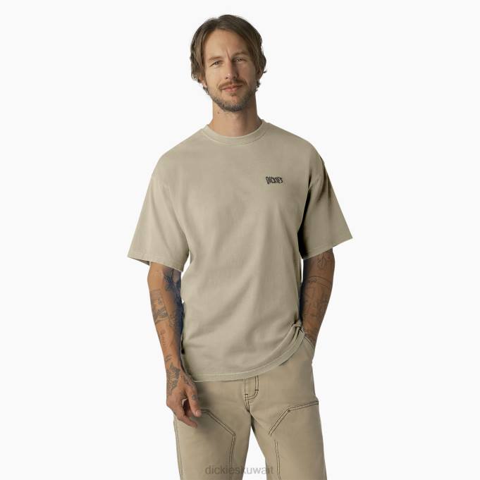 Dickies رجال تيشيرت باندون بأكمام قصيرة غسل صبغة رمال الصحراء (dwm) ثياب 8444790