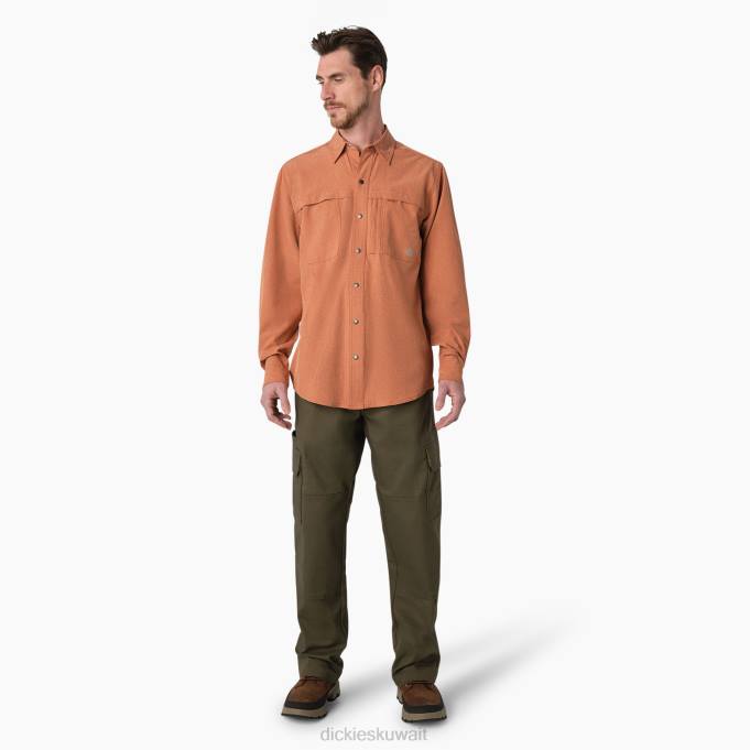 Dickies رجال تبريد قميص العمل بأكمام طويلة هيذر النحاس (eh2) ملابس العمل 8444680