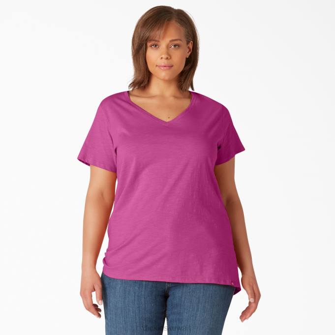 Dickies نحيف بالإضافة إلى تي شيرت قصير الأكمام مهرجان الفوشيه (f2f) ثياب 84442037